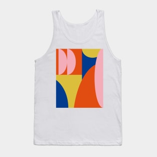 Abstract Geometric Collage in Vibrant Red, Pink, Blue, and Yellow Tank Top